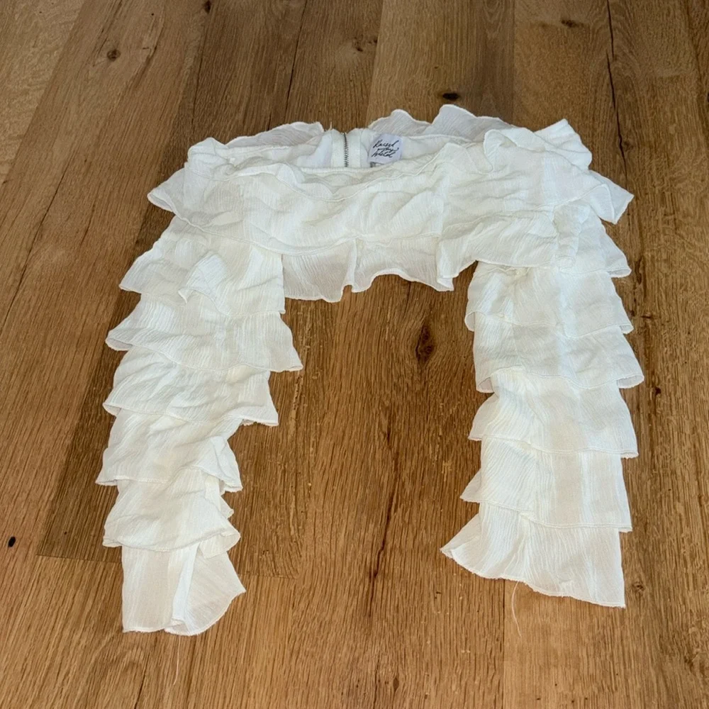 White Ruffle Crop Top - Picture 1 of 4